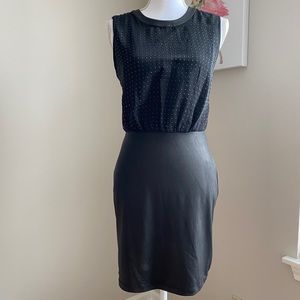 Black Sheer Mesh & Faux Leather Pencil Skirt Dress
